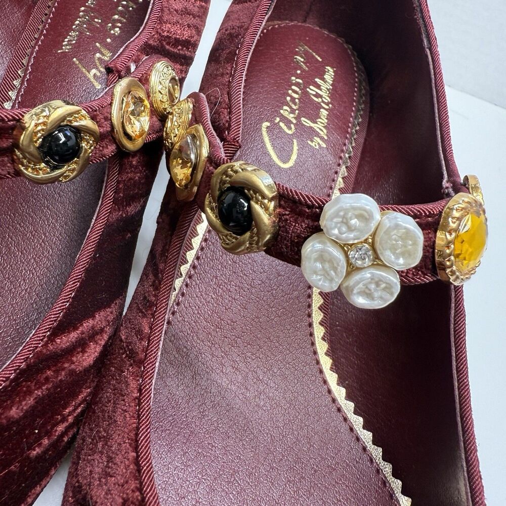 Mary Jane Deep Red Velvet Heels - Picture 10 of 10